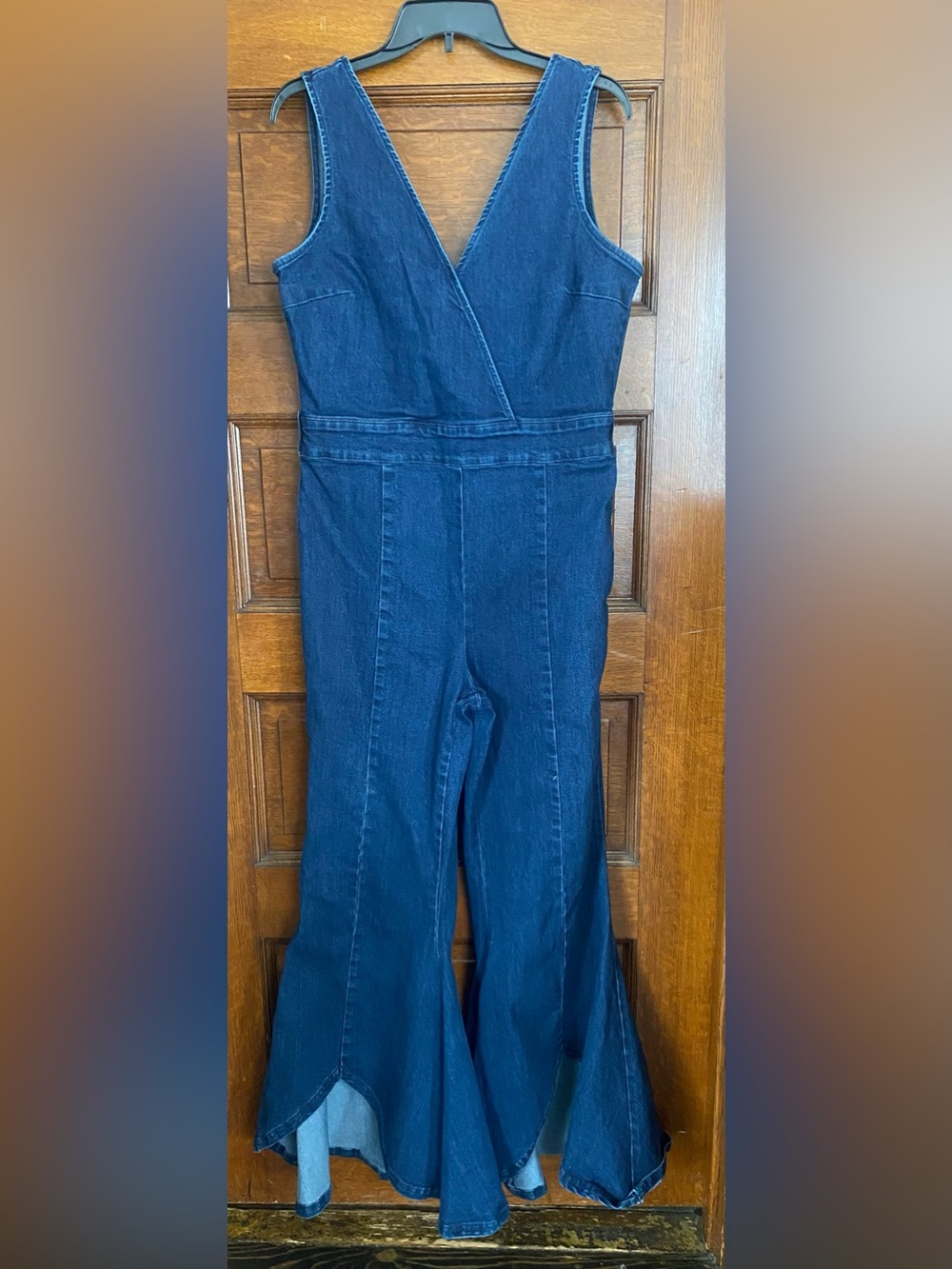 Venus Flare Dark Wash Denim Jumpsuit Ladies 14